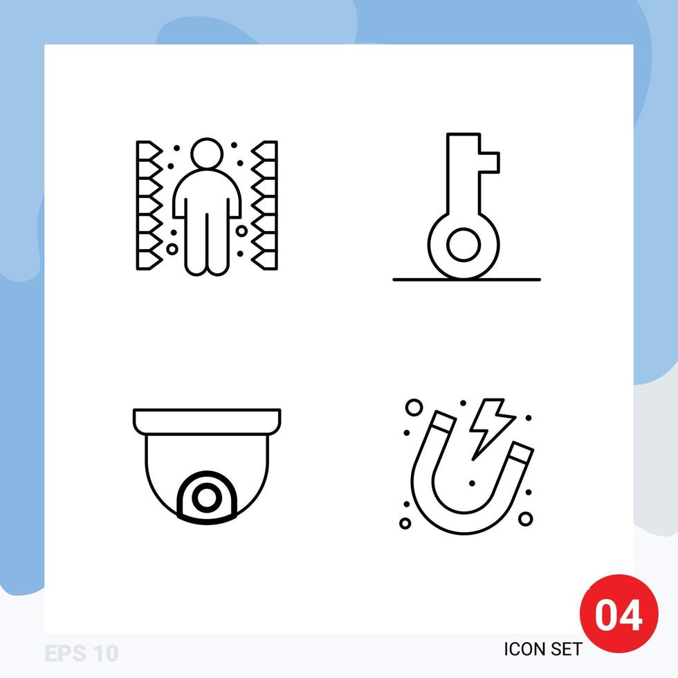 Stock Vector Icon Pack of 4 Line Signs and Symbols for challenge project task password electricity Editable Vector Design Elements