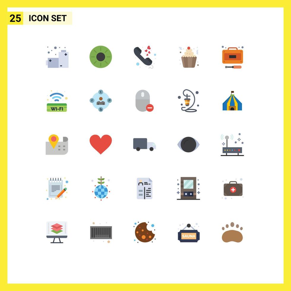 Universal Icon Symbols Group of 25 Modern Flat Colors of development cupcakes call cupcake cake Editable Vector Design Elements