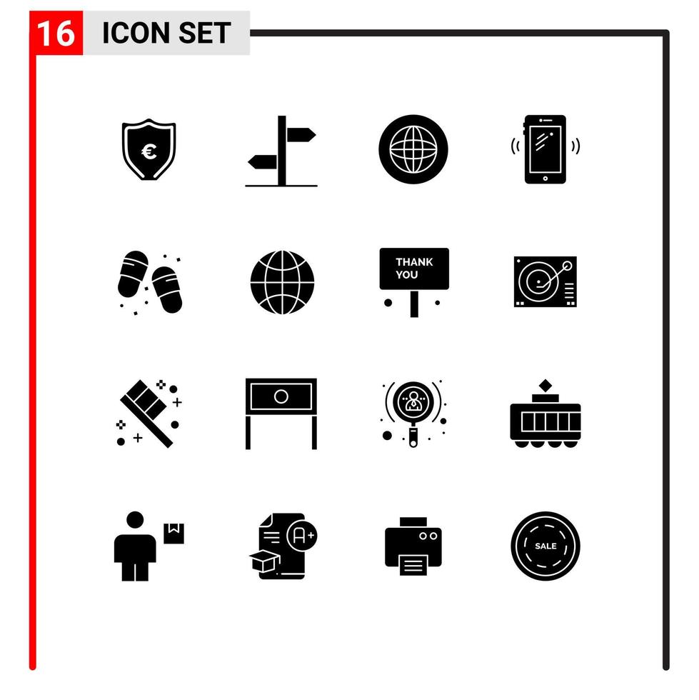 Modern Set of 16 Solid Glyphs Pictograph of signals mobile center smart phone support Editable Vector Design Elements