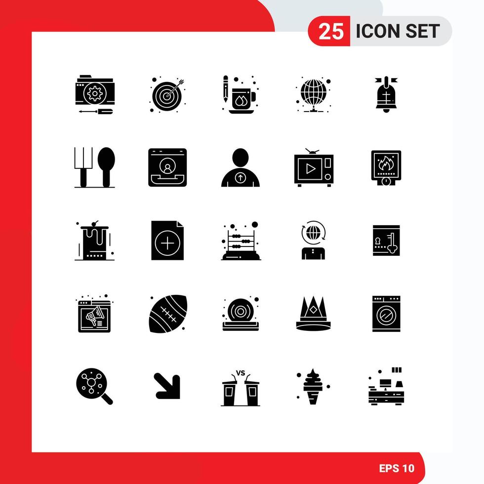 Set of 25 Commercial Solid Glyphs pack for ball proxy coffee internet print Editable Vector Design Elements