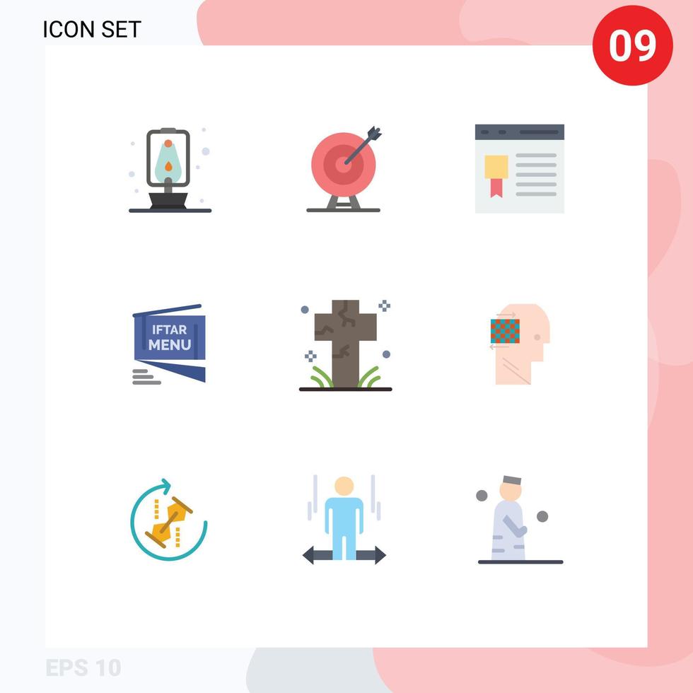 Flat Color Pack of 9 Universal Symbols of fast ramadan browser menu website Editable Vector Design Elements