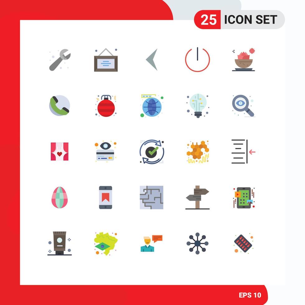 25 Universal Flat Color Signs Symbols of spa local arrow center switch Editable Vector Design Elements