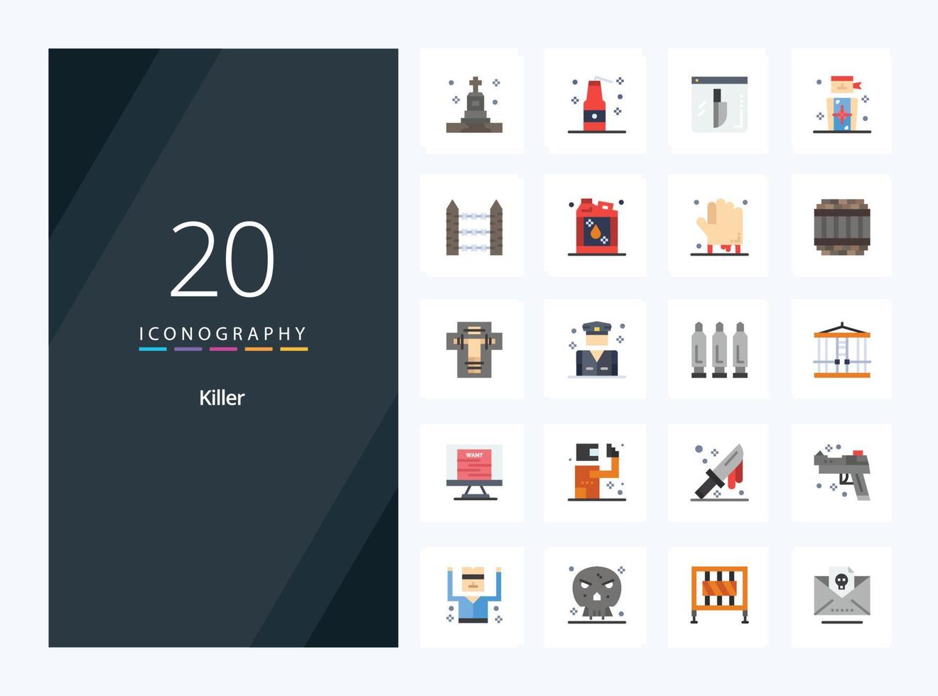 20 Killer Flat Color icon for presentation vector