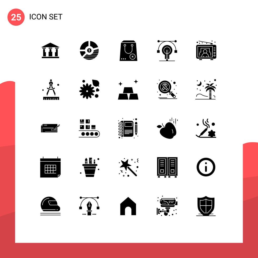 Pictogram Set of 25 Simple Solid Glyphs of idea bulb seo package commerce Editable Vector Design Elements