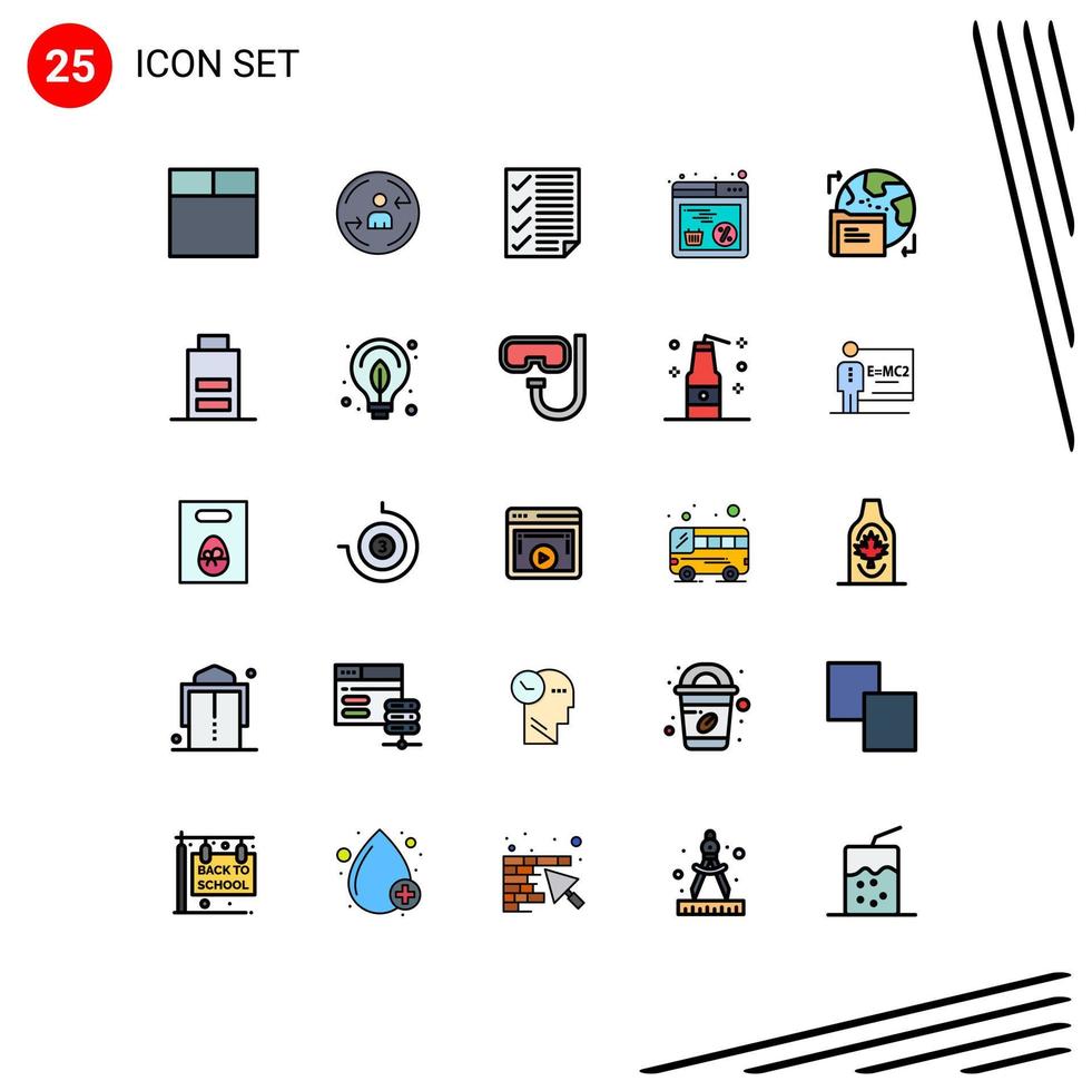 Universal Icon Symbols Group of 25 Modern Filled line Flat Colors of folder gdpr document web online Editable Vector Design Elements