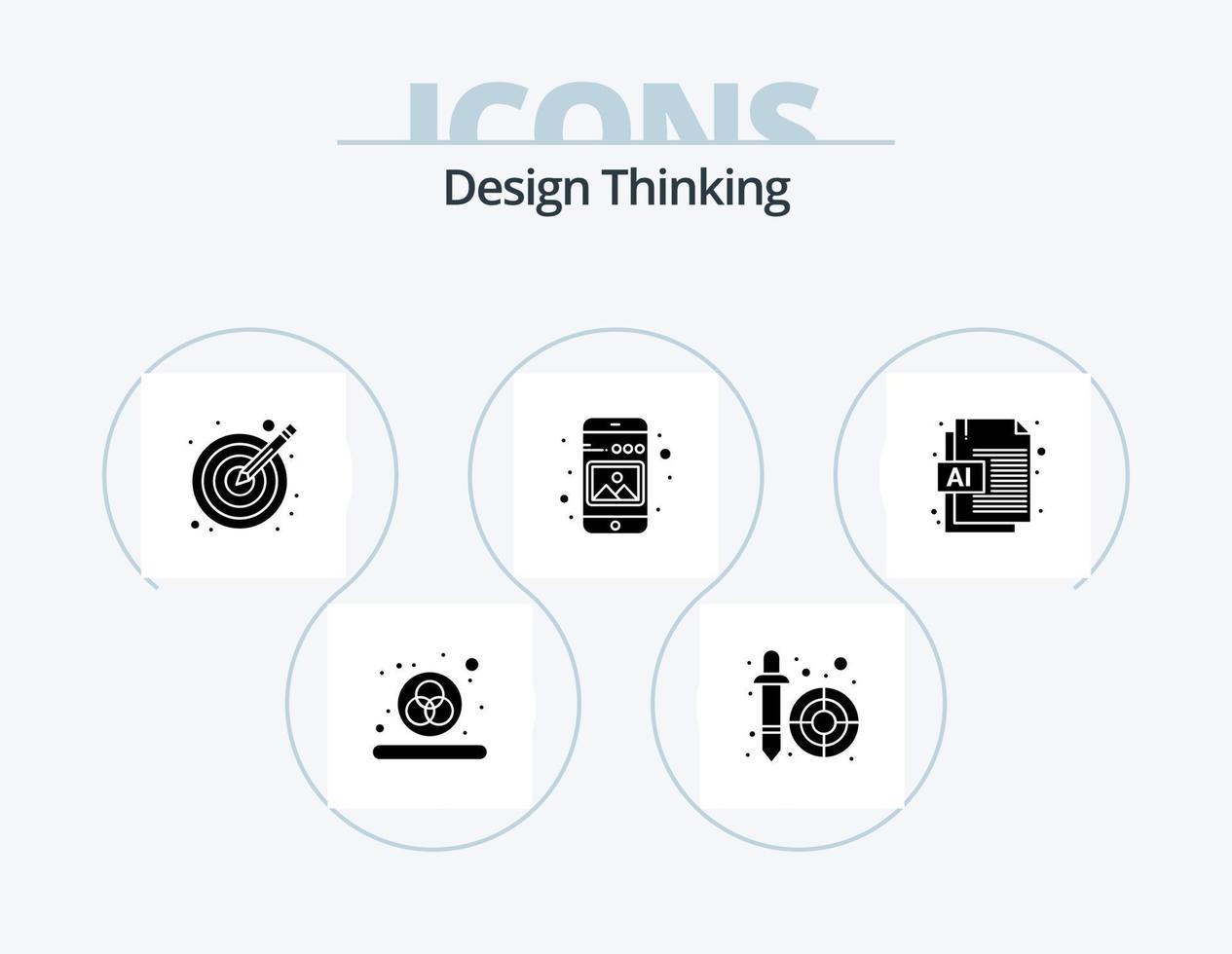 Design Thinking Glyph Icon Pack 5 Icon Design. document. picture. illustration. phone. image vector