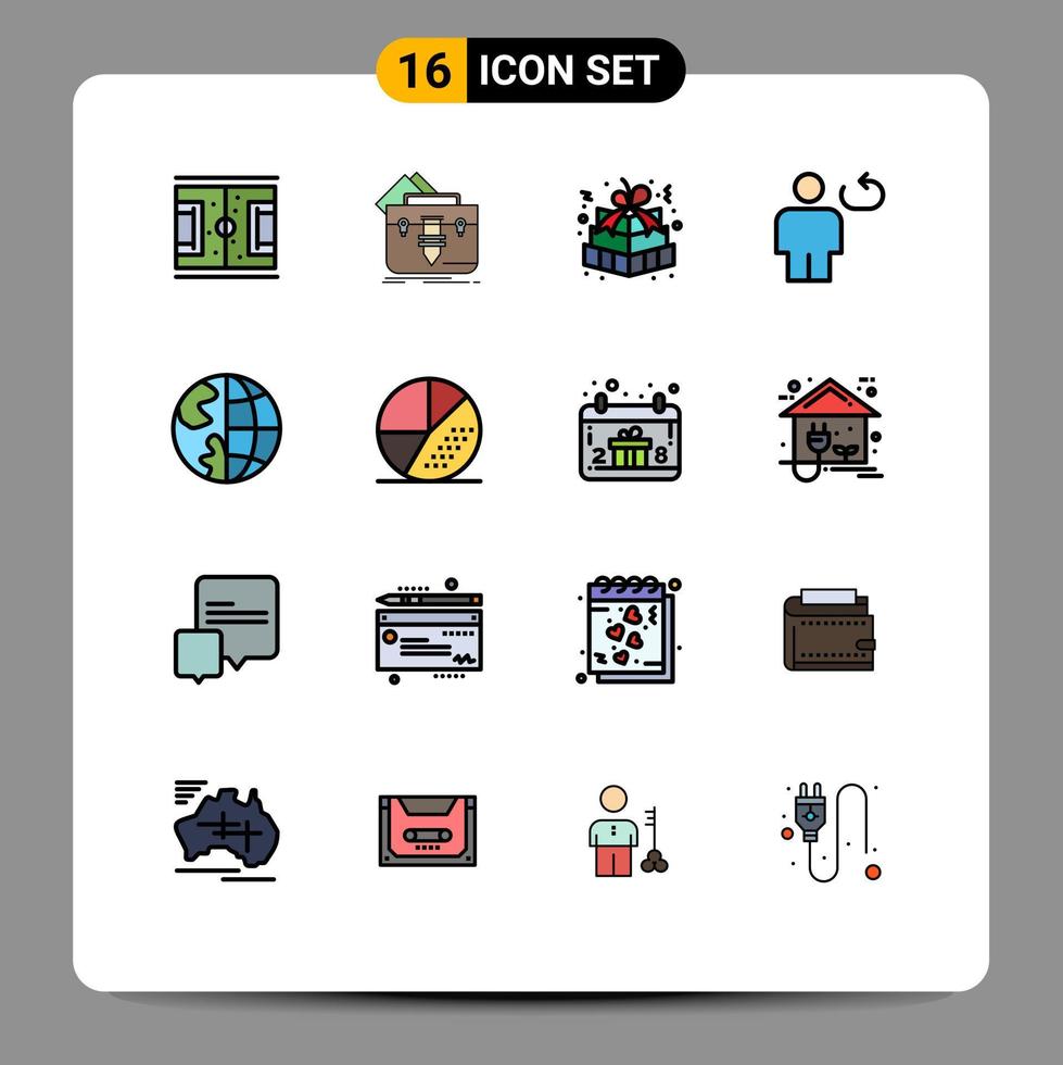 Set of 16 Modern UI Icons Symbols Signs for human avatar folder gift pack gift Editable Creative Vector Design Elements