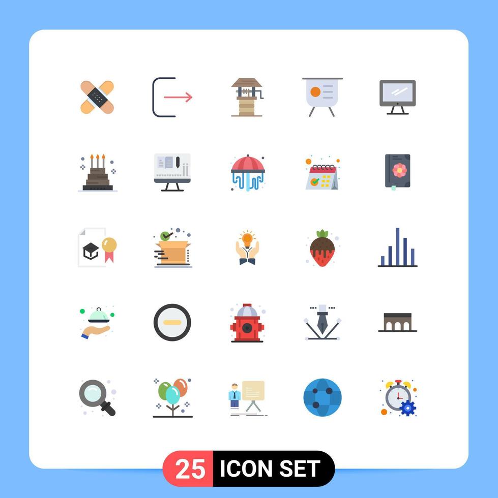 Stock Vector Icon Pack of 25 Line Signs and Symbols for presentation keynote ui graph well Editable Vector Design Elements