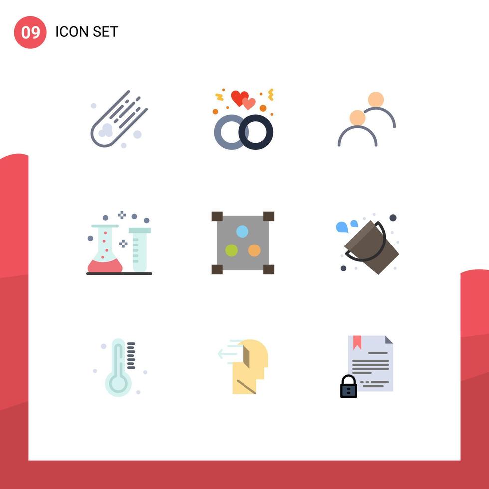9 Universal Flat Color Signs Symbols of design laboratory looked chemical lab chemical Editable Vector Design Elements