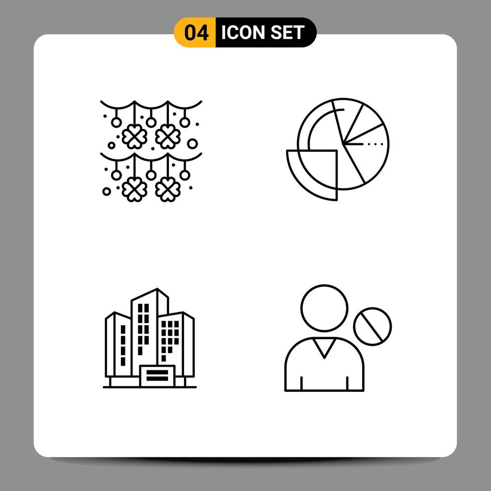 Set of 4 Vector Filledline Flat Colors on Grid for culture address saint patrick analytics building Editable Vector Design Elements