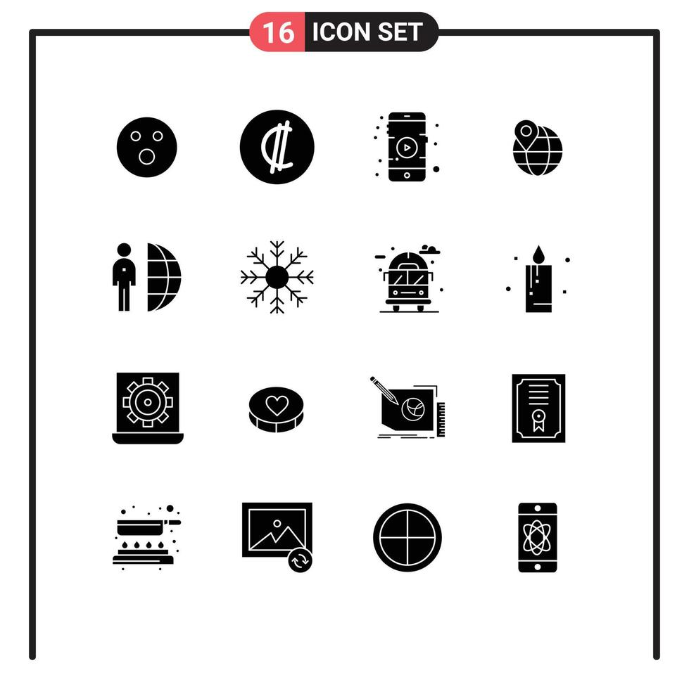 Pack of 16 creative Solid Glyphs of outsource freelance mobile internet map Editable Vector Design Elements