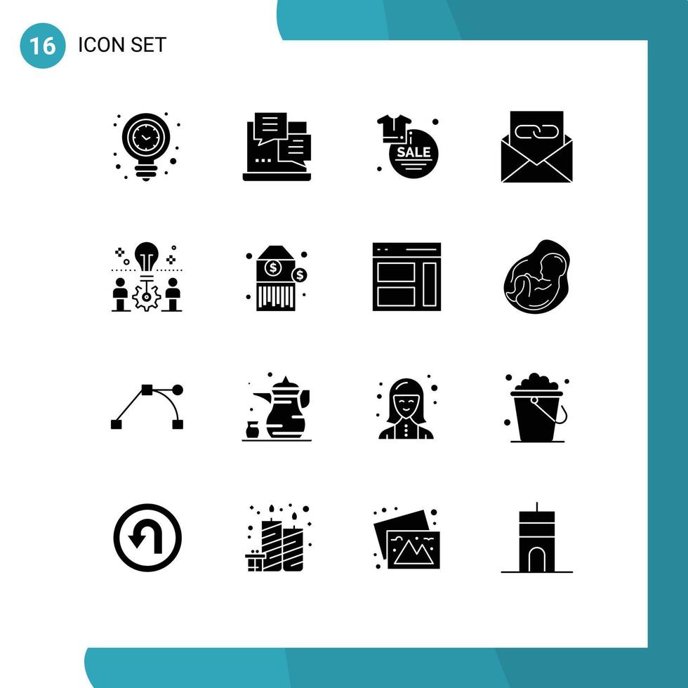 16 iconos creativos signos y símbolos modernos de contacto de correo electrónico comunicación web venta elementos de diseño vectorial editables vector