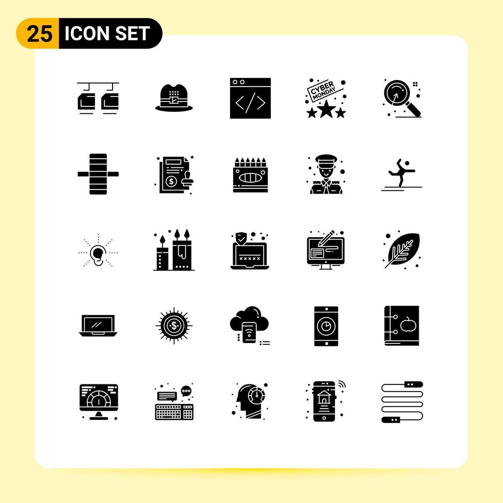 paquete de iconos de vector de stock de 25 signos y símbolos de línea para el servidor de mercado de búsqueda magnificar elementos de diseño de vector editables de descuento