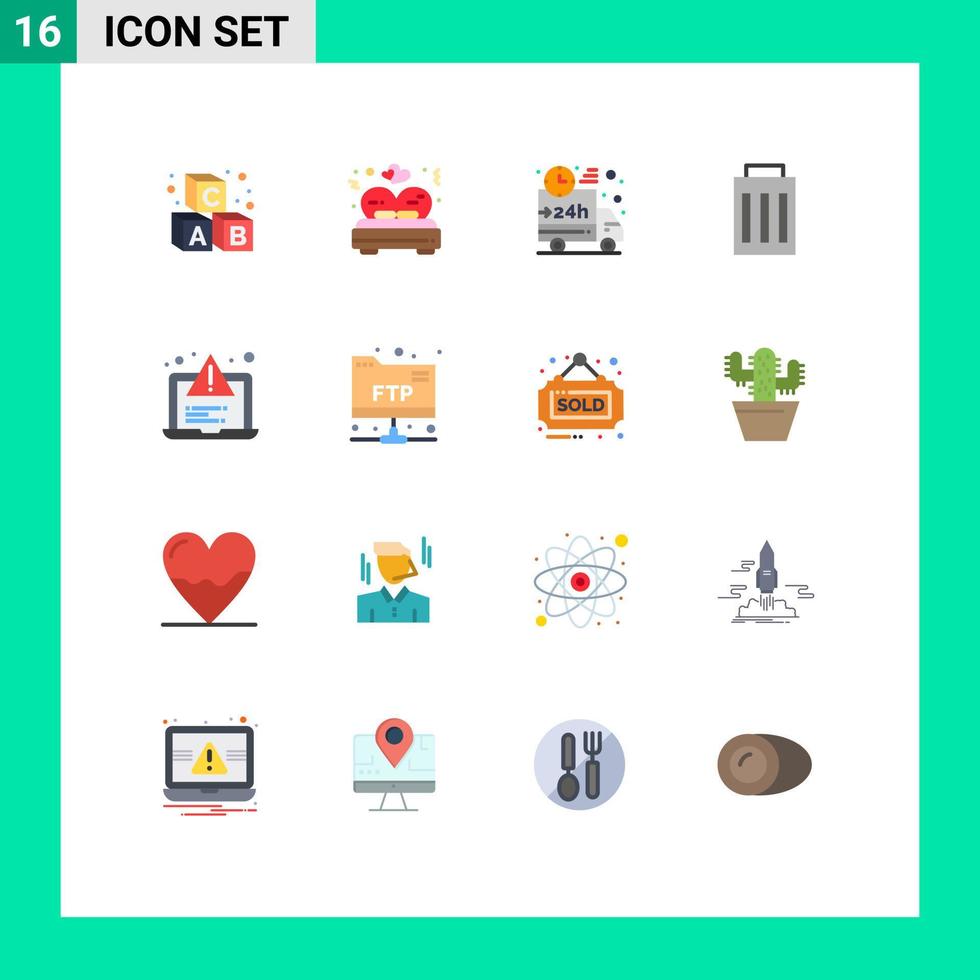 16 Thematic Vector Flat Colors and Editable Symbols of development trash car interface car Editable Pack of Creative Vector Design Elements