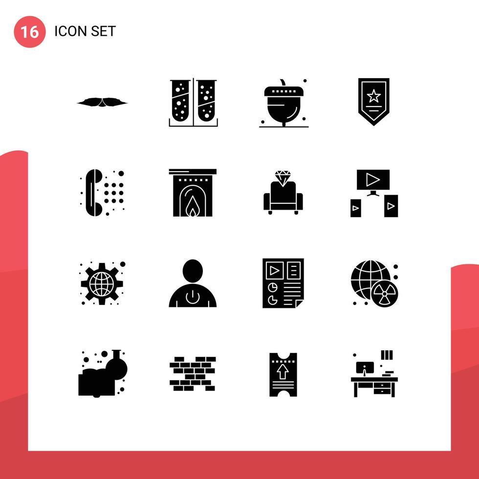 Pictogram Set of 16 Simple Solid Glyphs of winner prize laboratory test award oak Editable Vector Design Elements