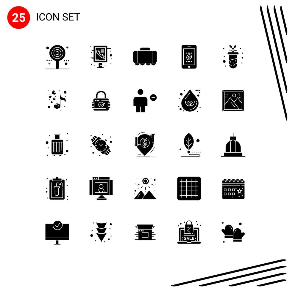 Modern Set of 25 Solid Glyphs and symbols such as education phone public id mobile Editable Vector Design Elements