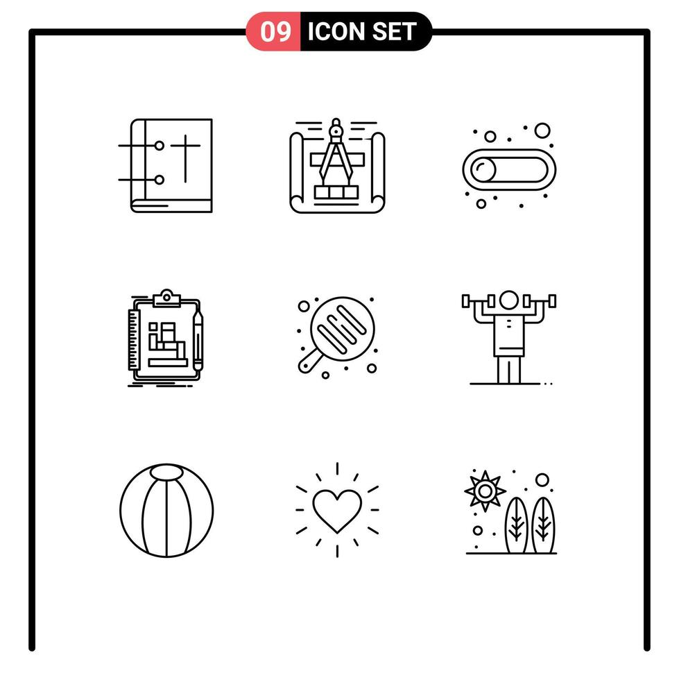 Pictogram Set of 9 Simple Outlines of camping work off scheme algorithm Editable Vector Design Elements