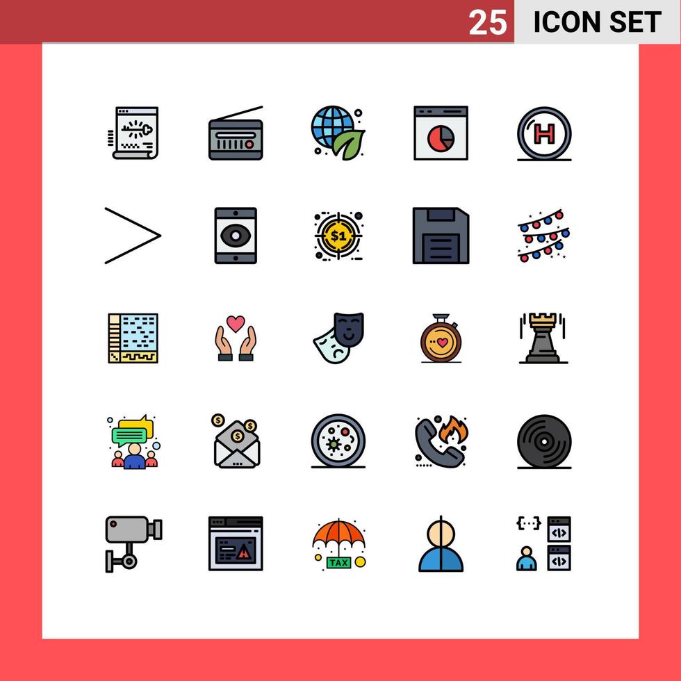 Set of 25 Modern UI Icons Symbols Signs for rate diagram radio receiver commerce environment Editable Vector Design Elements