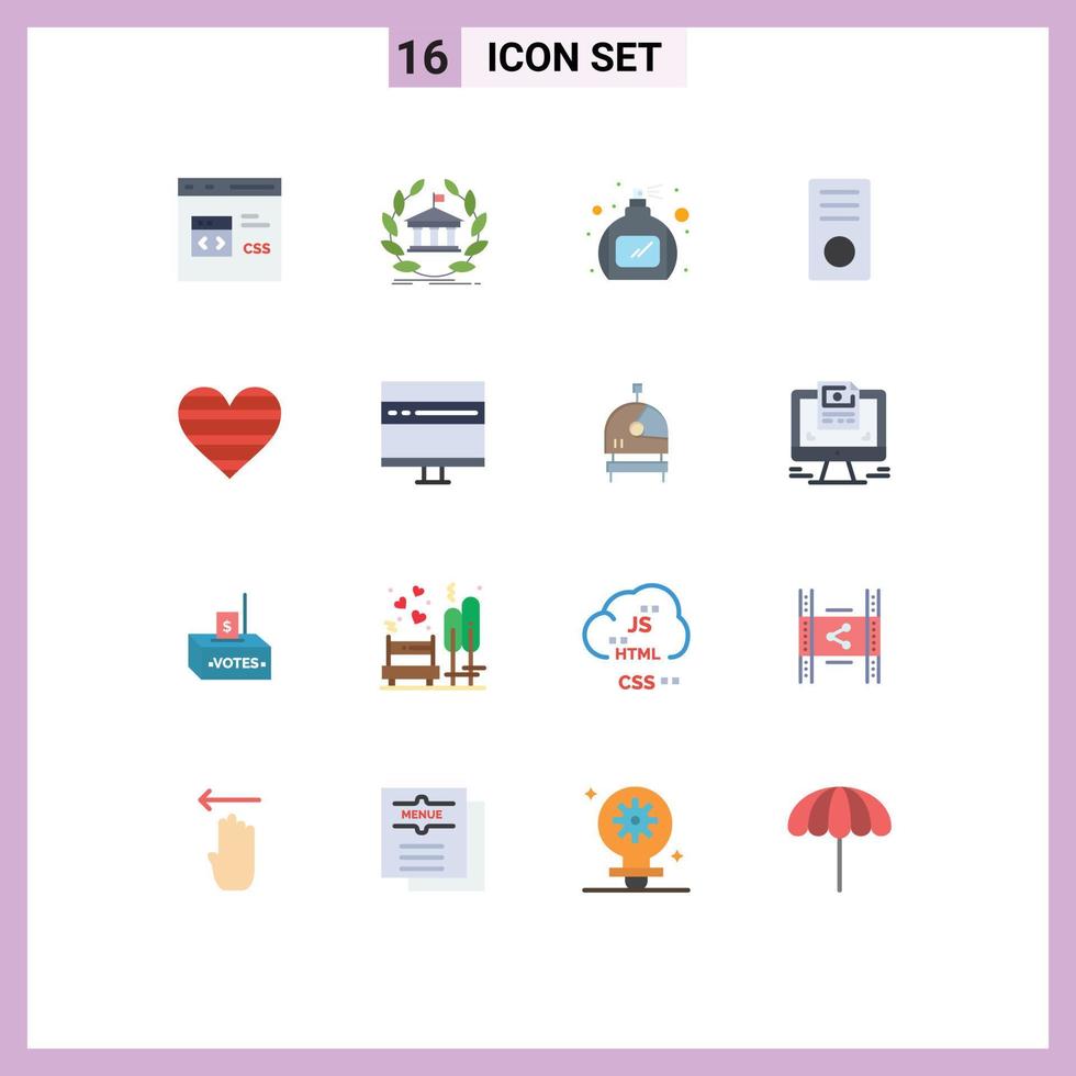 16 Thematic Vector Flat Colors and Editable Symbols of gadget desktop university computers perfume Editable Pack of Creative Vector Design Elements