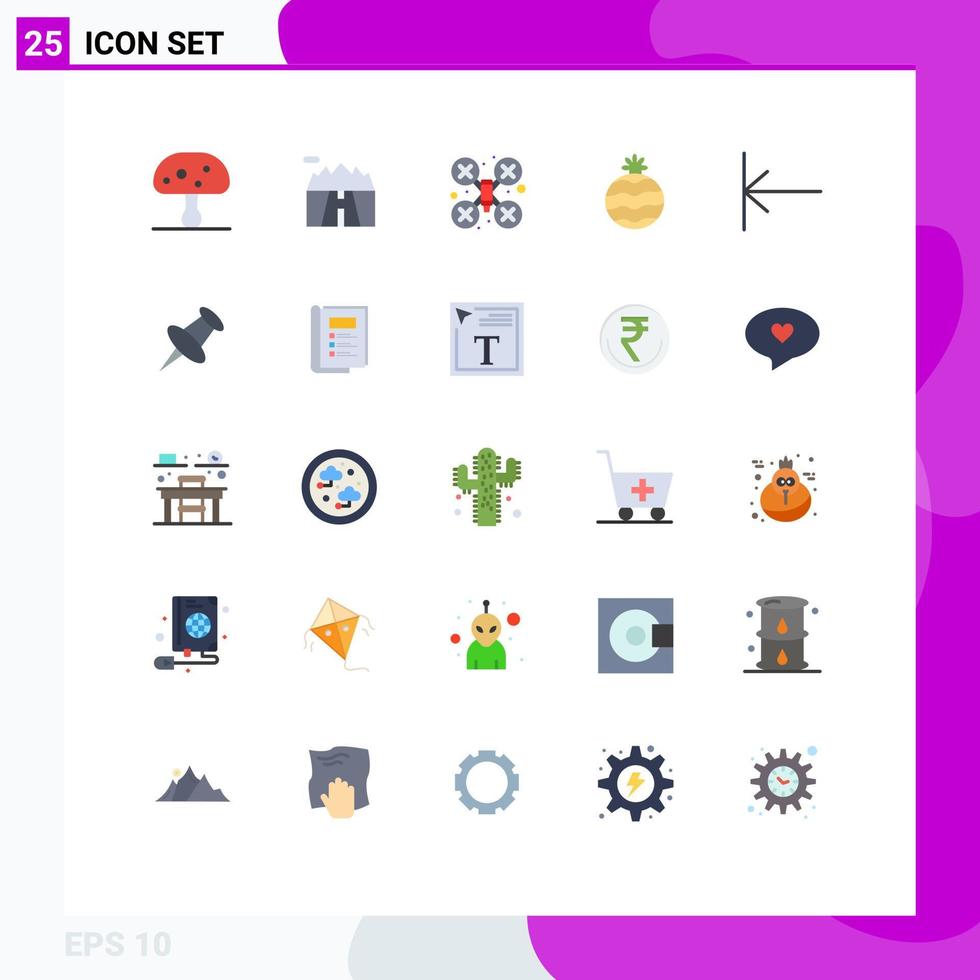 Set of 25 Vector Flat Colors on Grid for marker home cam arrow fruit Editable Vector Design Elements