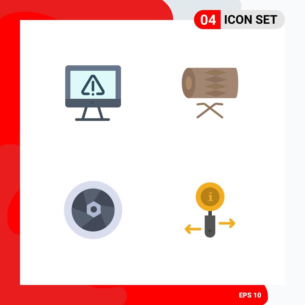 Pictogram Set of 4 Simple Flat Icons of computer st internet instrument movie Editable Vector Design Elements