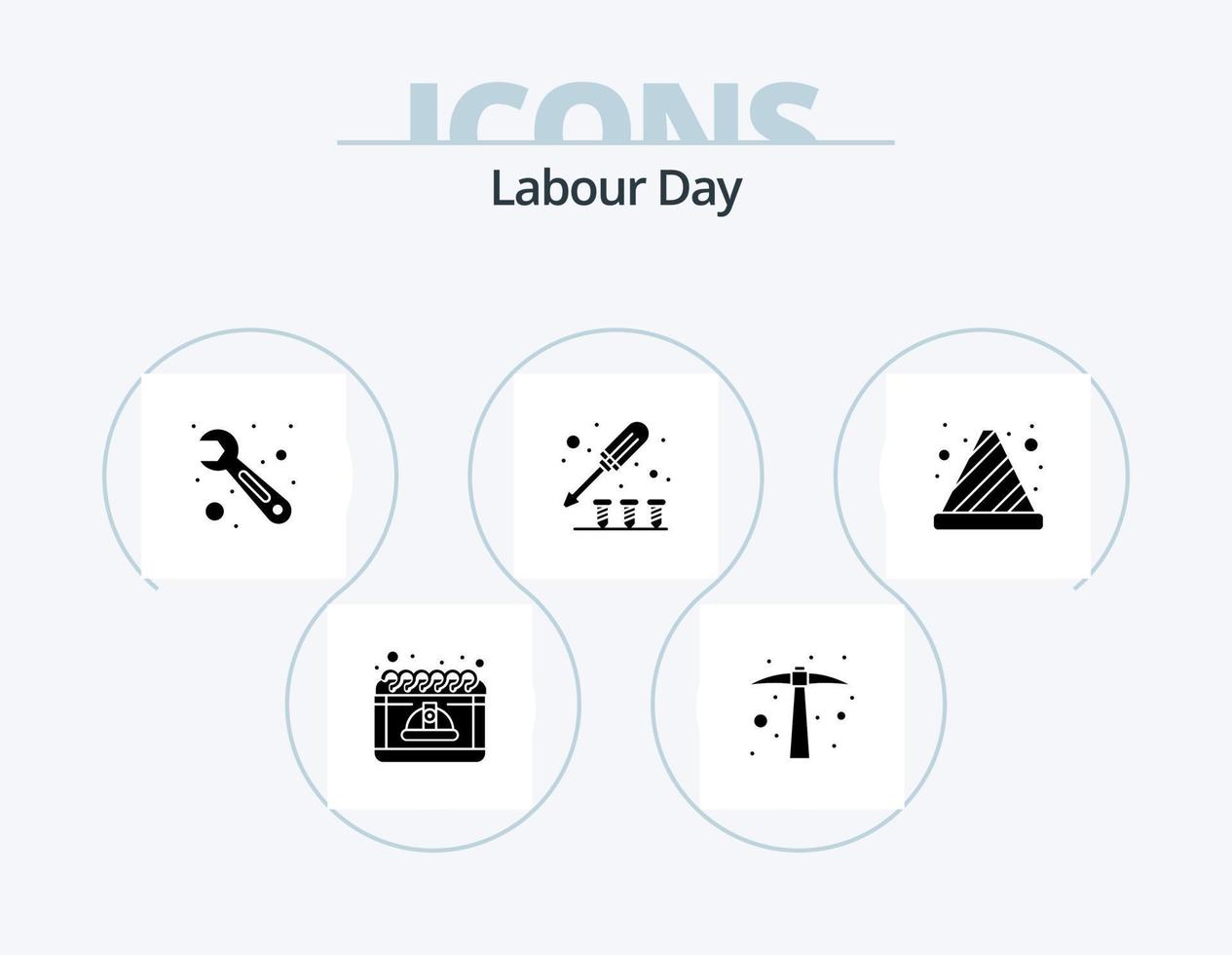 Labour Day Glyph Icon Pack 5 Icon Design. danger. screw. tool. tool. driver vector