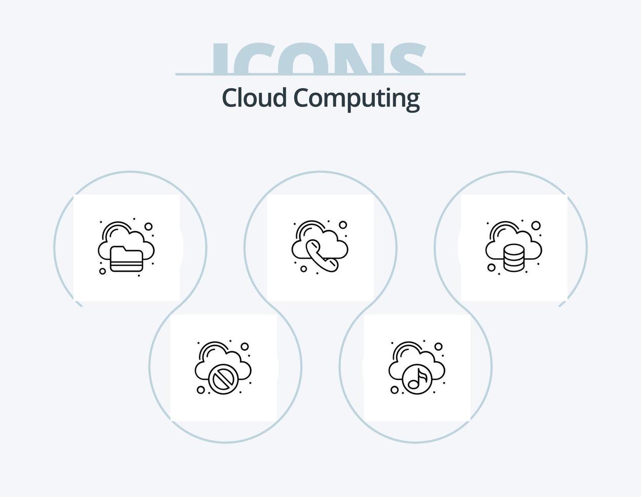 paquete de iconos de línea de computación en la nube 5 diseño de iconos. subir. alfiler. nube. mapa. nube vector