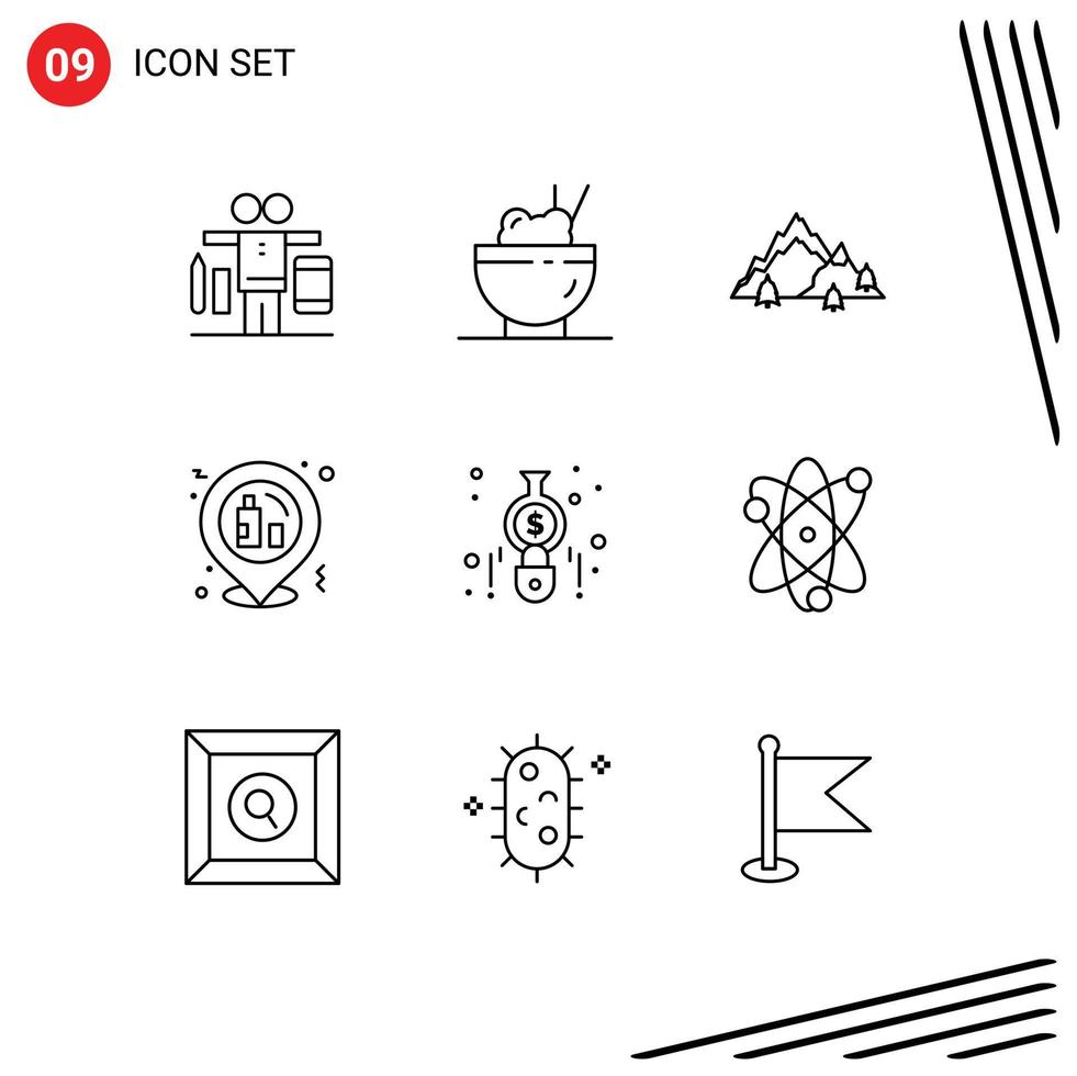 Outline Pack of 9 Universal Symbols of calculate placeholder landscape party celebration Editable Vector Design Elements