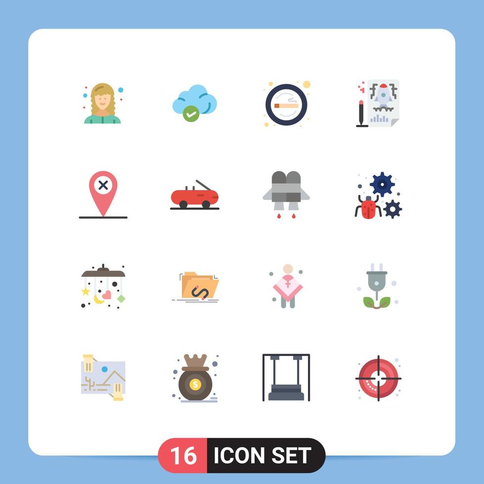 16 Creative Icons Modern Signs and Symbols of map rocket cigarette pencle smoking Editable Pack of Creative Vector Design Elements