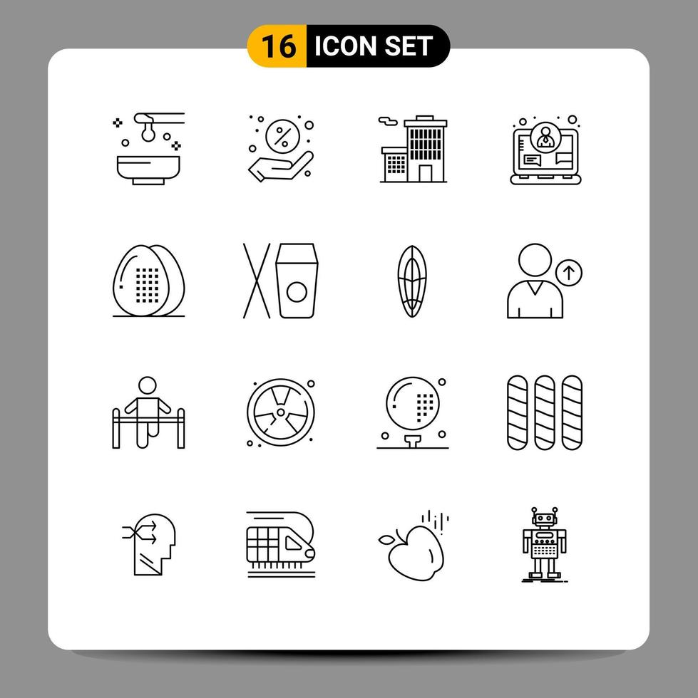 16 iconos creativos signos y símbolos modernos de cocina de huevo construyendo concepto de internet elementos de diseño vectorial editables vector