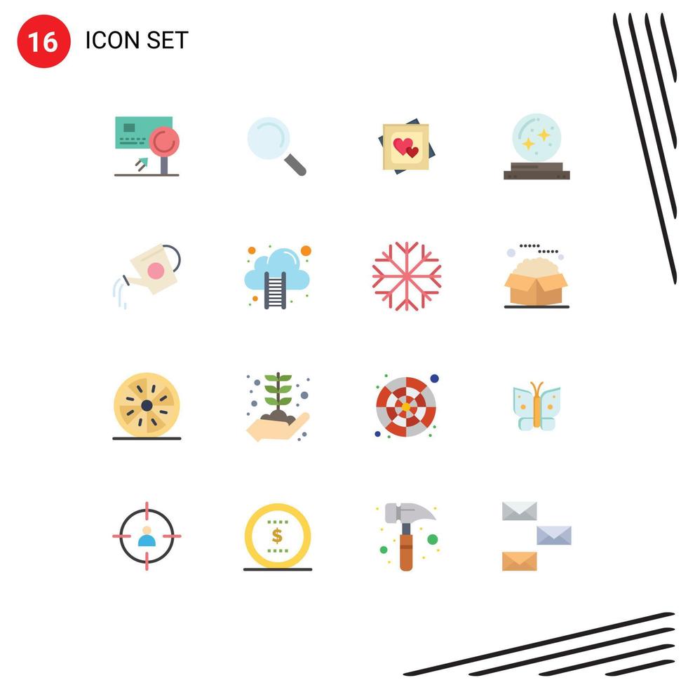Mobile Interface Flat Color Set of 16 Pictograms of star magic card crystal proposal Editable Pack of Creative Vector Design Elements