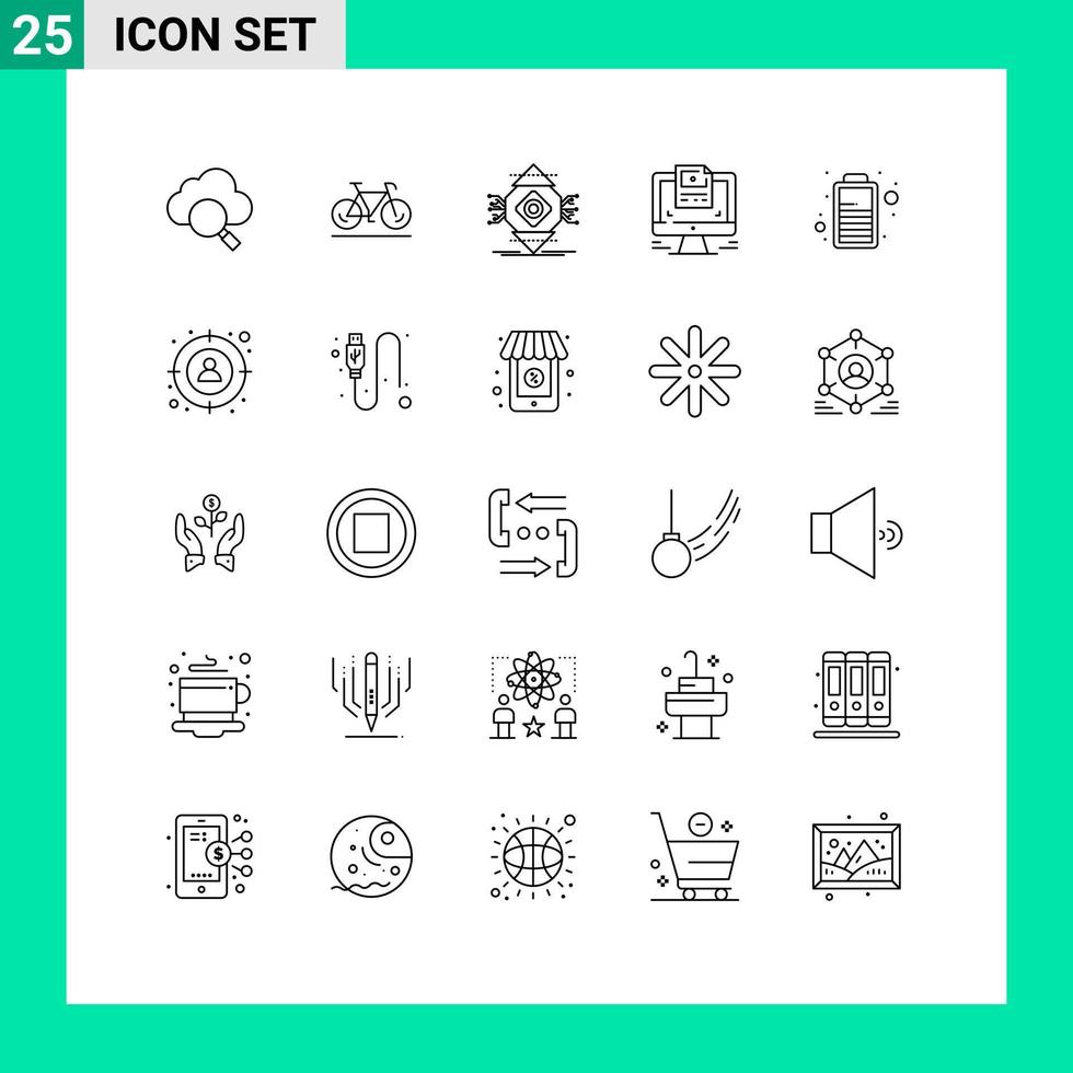 Editable Vector Line Pack of 25 Simple Lines of charge website computing design screen Editable Vector Design Elements