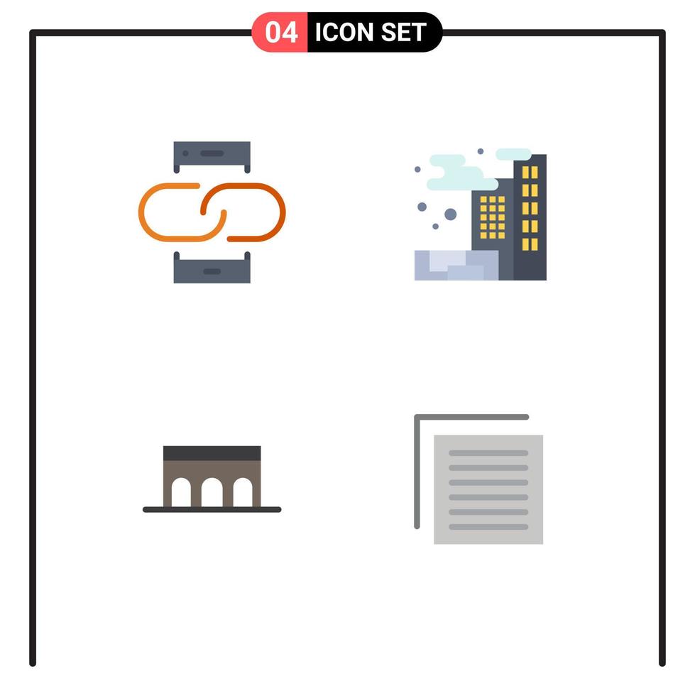 4 User Interface Flat Icon Pack of modern Signs and Symbols of contact architecture message gas historic Editable Vector Design Elements
