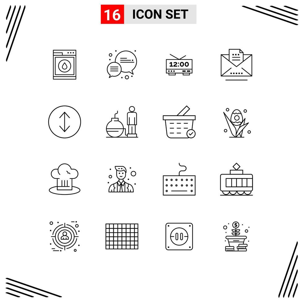 16 Universal Outlines Set for Web and Mobile Applications business arrows electric letter draft Editable Vector Design Elements