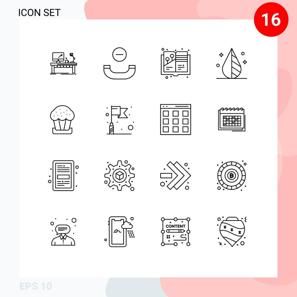 16 Universal Outlines Set for Web and Mobile Applications tool design handset color illustration Editable Vector Design Elements