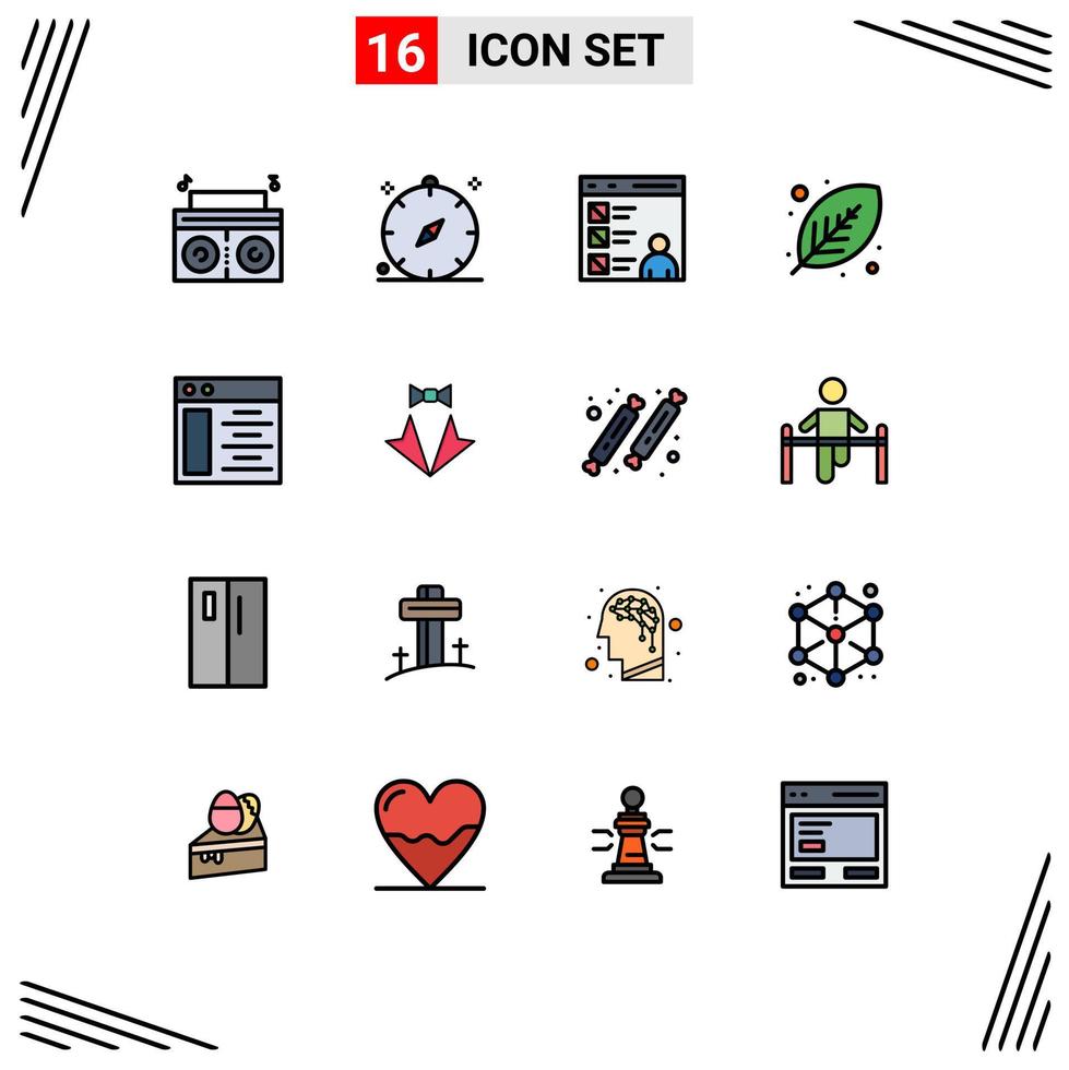 conjunto de 16 iconos de interfaz de usuario modernos signos de símbolos para la aplicación de hoja de impresión desarrollo verde elementos de diseño de vectores creativos editables