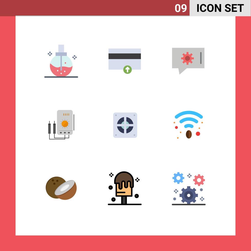 9 Thematic Vector Flat Colors and Editable Symbols of extractor digital up watt voltmeter Editable Vector Design Elements