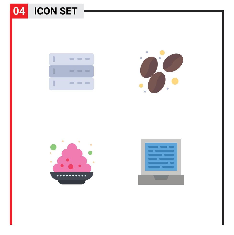 4 Creative Icons Modern Signs and Symbols of admin india server food laptop Editable Vector Design Elements