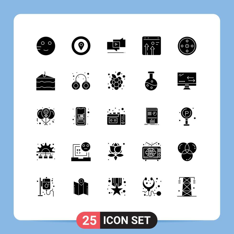 Modern Set of 25 Solid Glyphs Pictograph of focus economy viral business arrow Editable Vector Design Elements