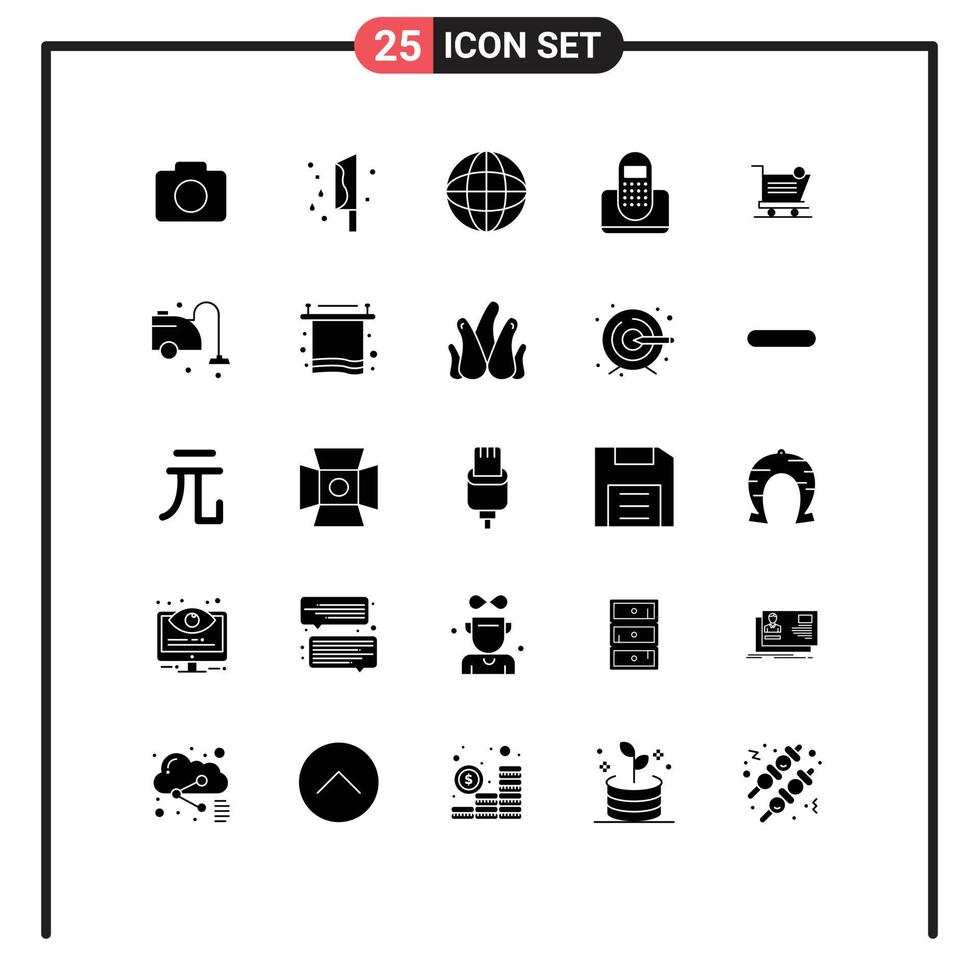 paquete de iconos de vector de stock de 25 signos y símbolos de línea para elementos de diseño de vector editables de llamada de contacto de Internet de dispositivo de carro