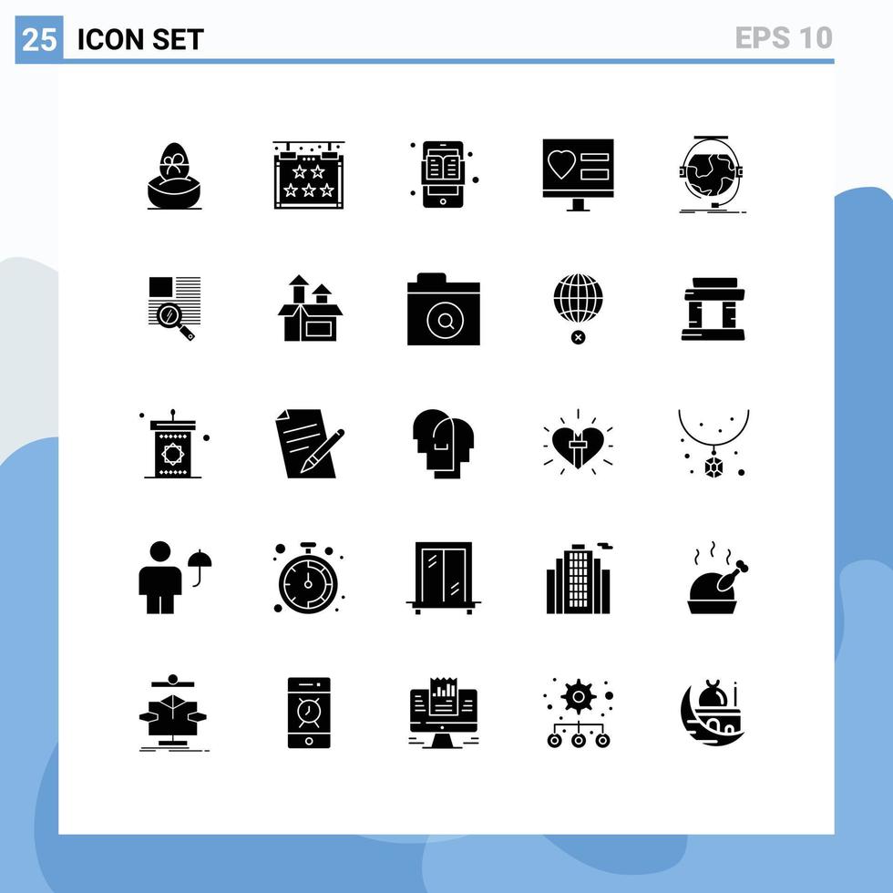 User Interface Pack of 25 Basic Solid Glyphs of web heart star app e Editable Vector Design Elements