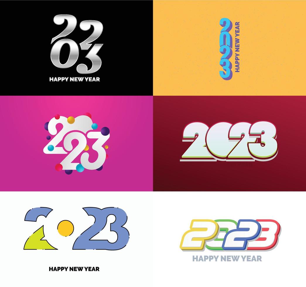 Big Set of 2023 Happy New Year logo text design 2023 number design template vector