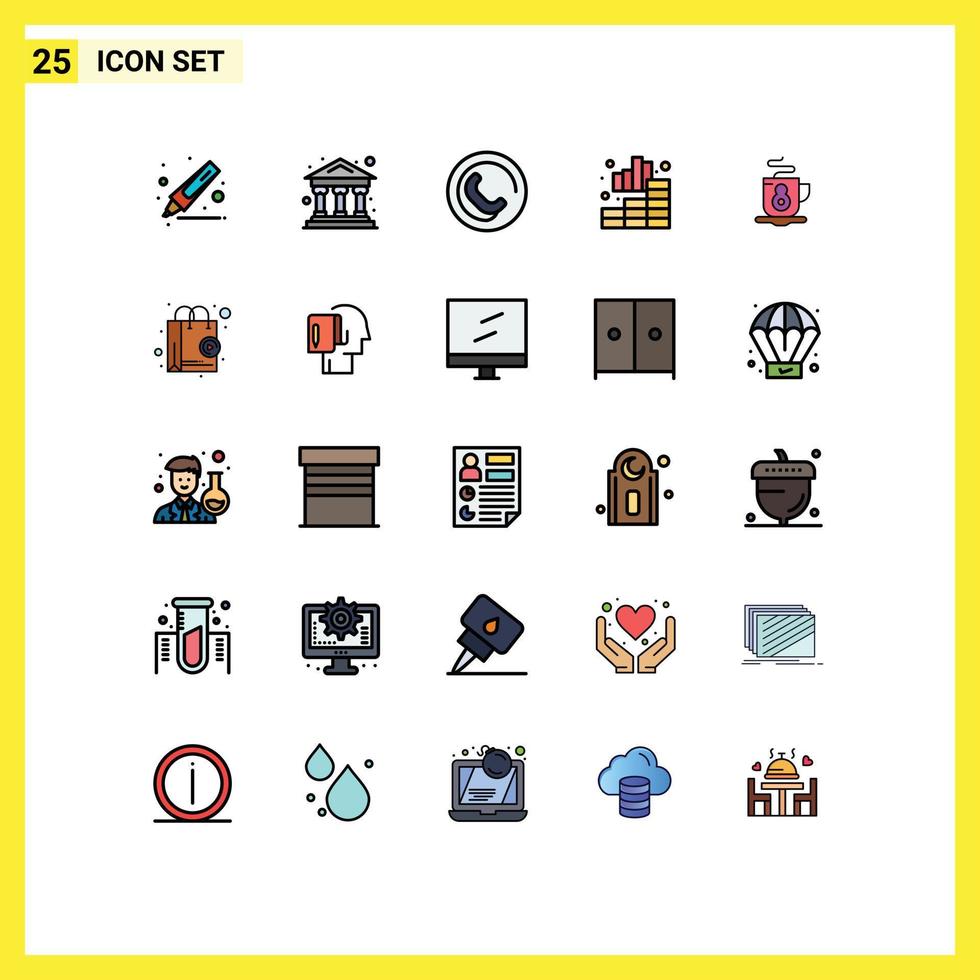 paquete de iconos de vector de stock de 25 signos y símbolos de línea para elementos de diseño de vector editables de gráfico de té de signo caliente en línea