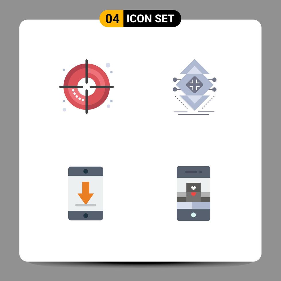 Flat Icon Pack of 4 Universal Symbols of target device computing science download Editable Vector Design Elements