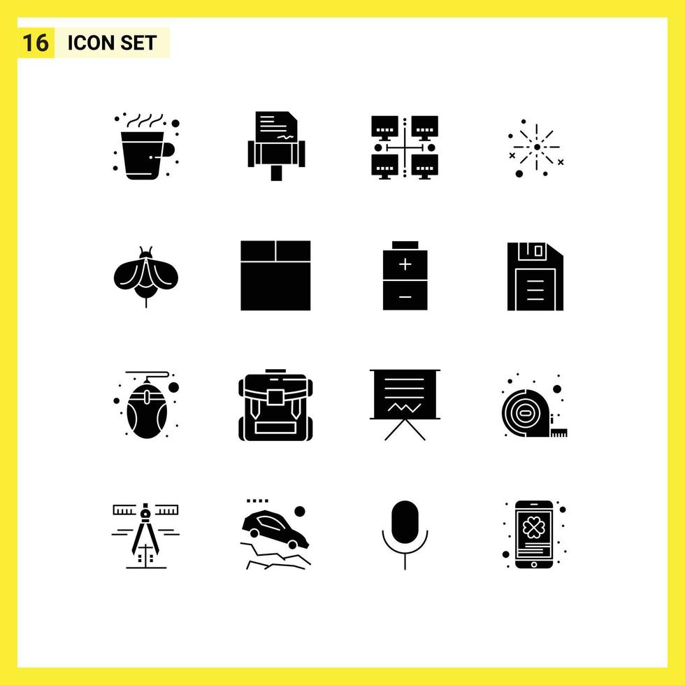 Set of 16 Modern UI Icons Symbols Signs for fireworks diwali lan crackers boom Editable Vector Design Elements