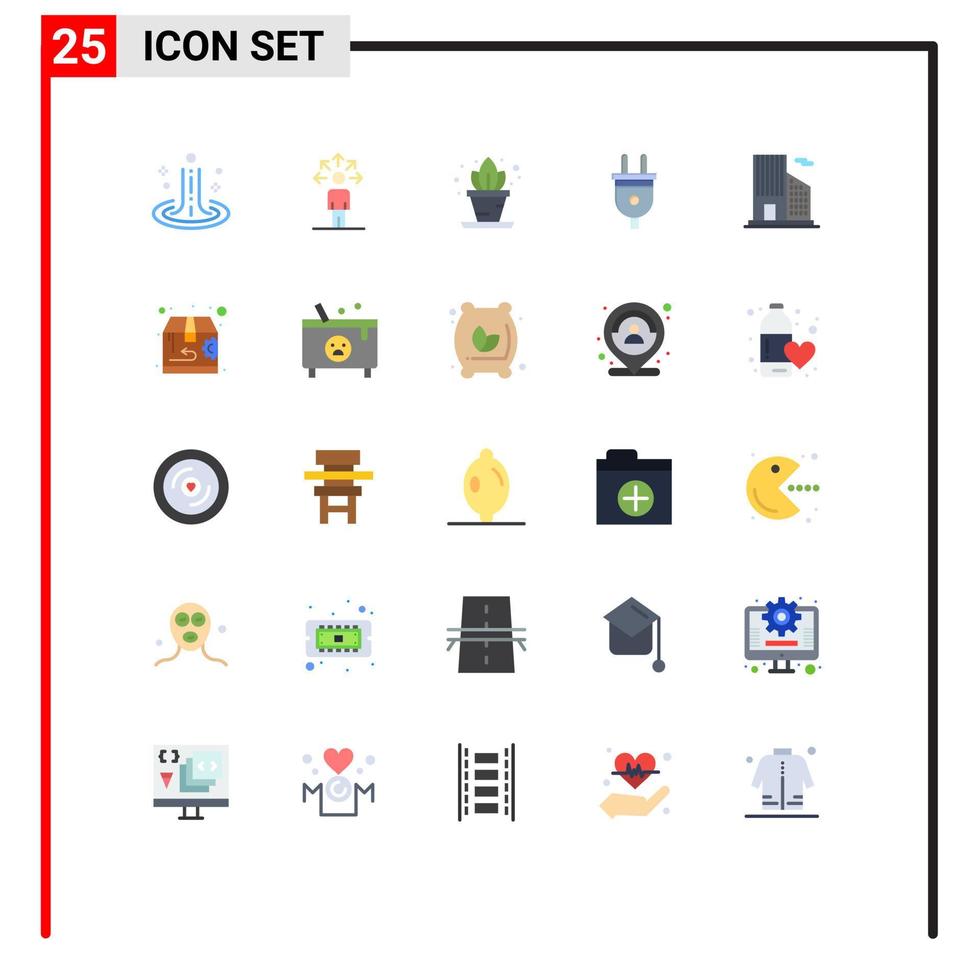 conjunto de 25 iconos modernos de la interfaz de usuario signos de símbolos para la construcción de bienes raíces elementos de diseño vectorial editables del enchufe de alimentación del hogar vector