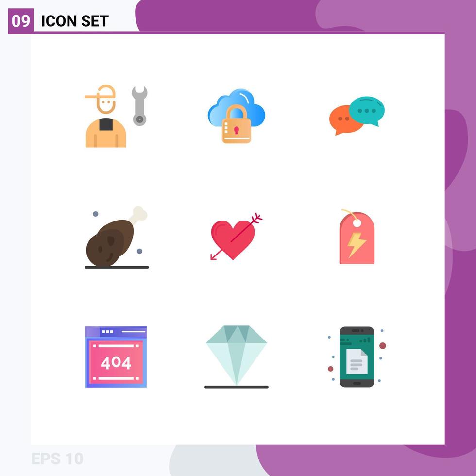 Set of 9 Modern UI Icons Symbols Signs for thanksgiving ham loucked gammon dialogue Editable Vector Design Elements
