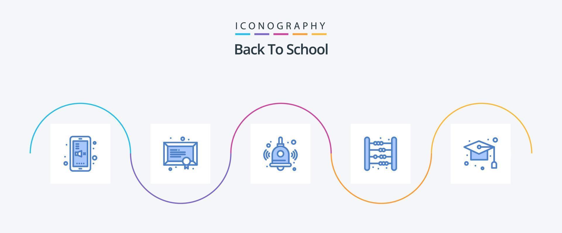 Back To School Blue 5 Icon Pack Including education. math. back to school. kids. bag vector