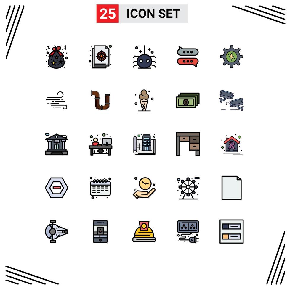 Filled line Flat Color Pack of 25 Universal Symbols of chatting chat target bubble insect Editable Vector Design Elements