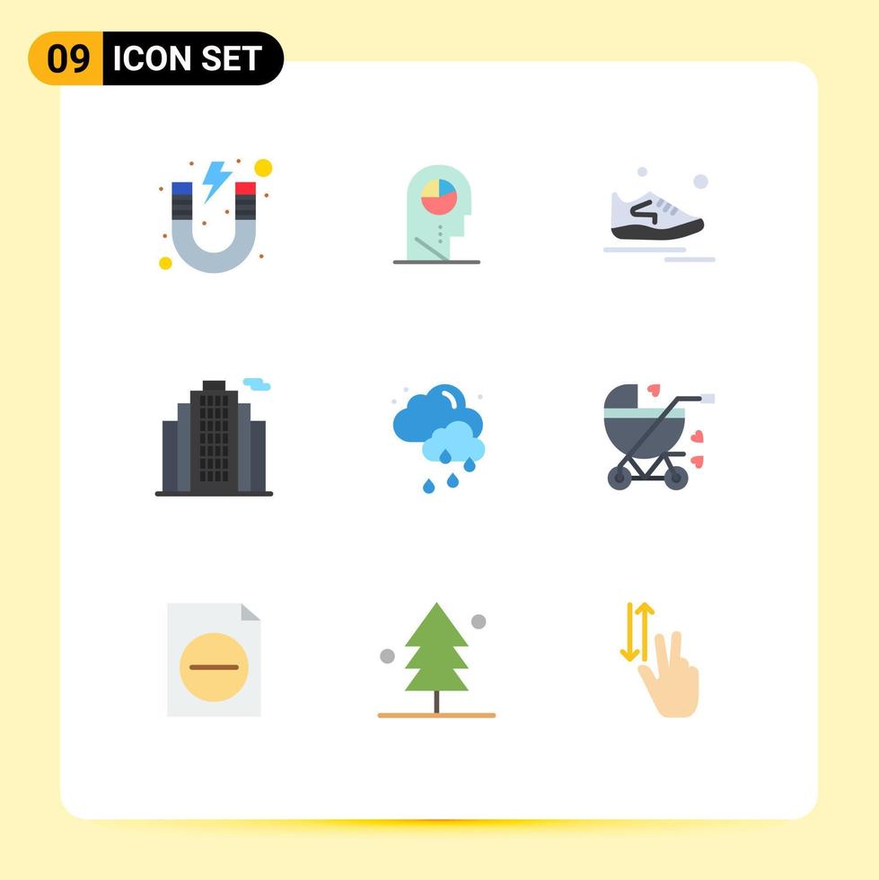 Set of 9 Modern UI Icons Symbols Signs for cloud estate hat building running Editable Vector Design Elements